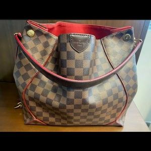 Louis Vuitton Caissa Damier Ebene Red Handbag